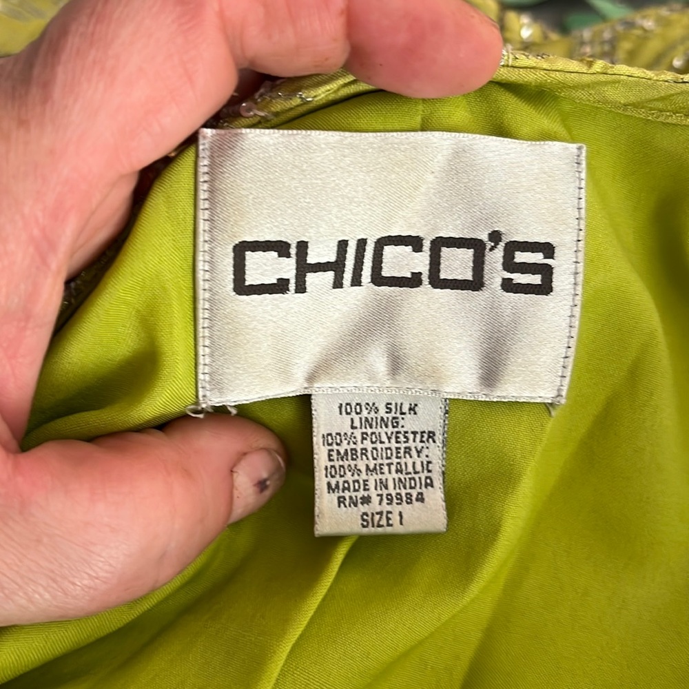 💥50% sale💥Chicos green sequin blazer size 1. E#421 - Picture 7 of 8